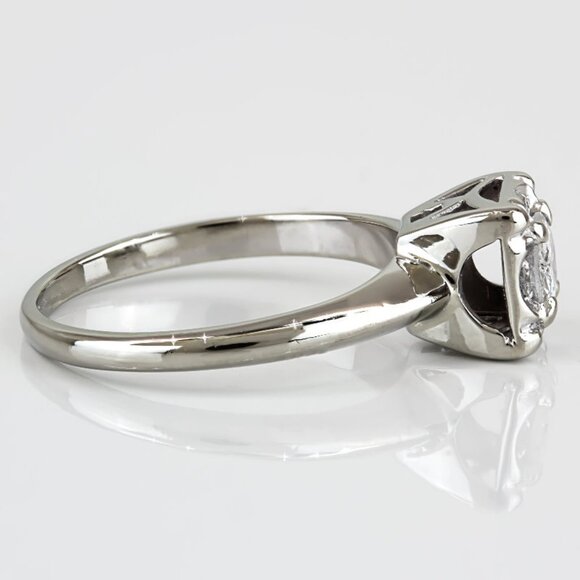 Vintage c.1950 Diamond Wedding Engagement Ring 14K White Gold Mid-Century Retro - Picture 3 of 7